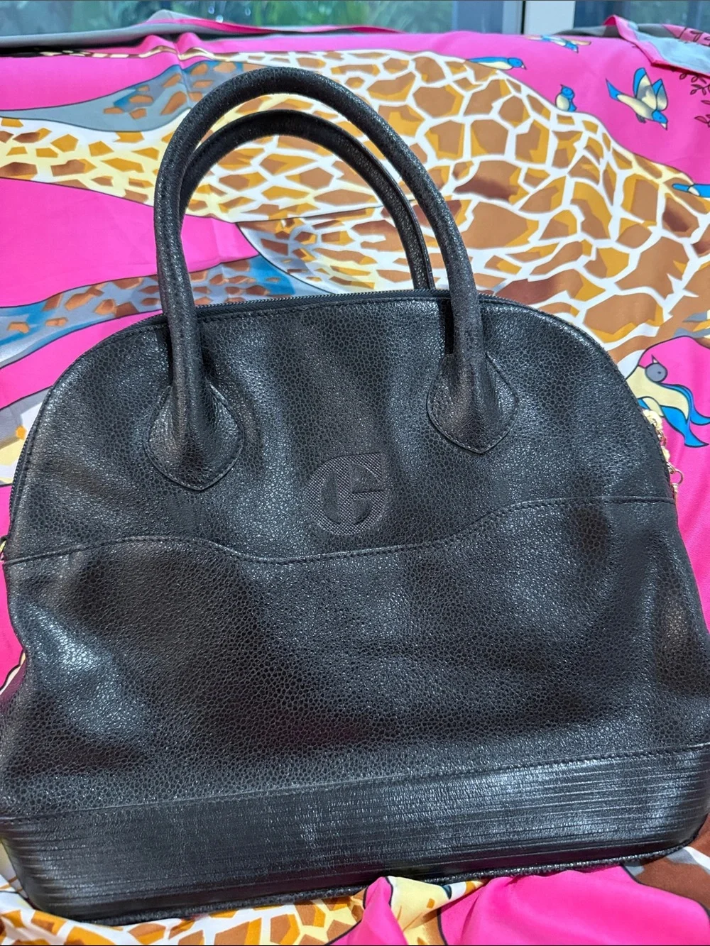 Classic Black Dome Tote with Embossed Logo